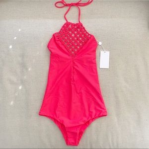 NWT MIKOH Avalon Macrame Halter One Piece Swimsuit